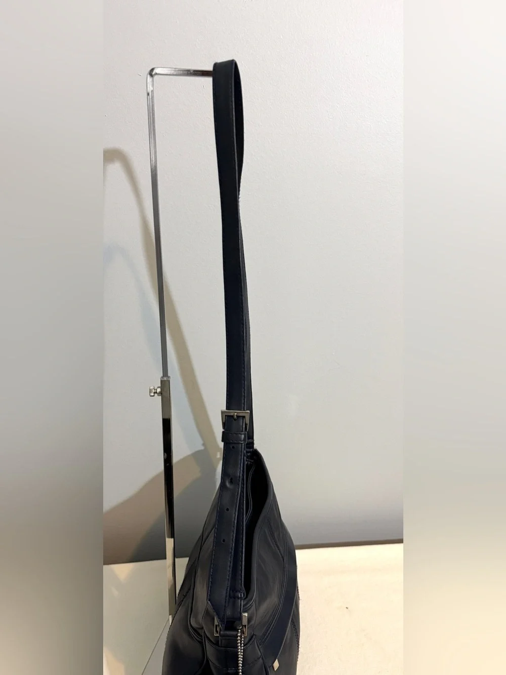 Classic Navy Genuine Leather Crossbody Shoulder Bag